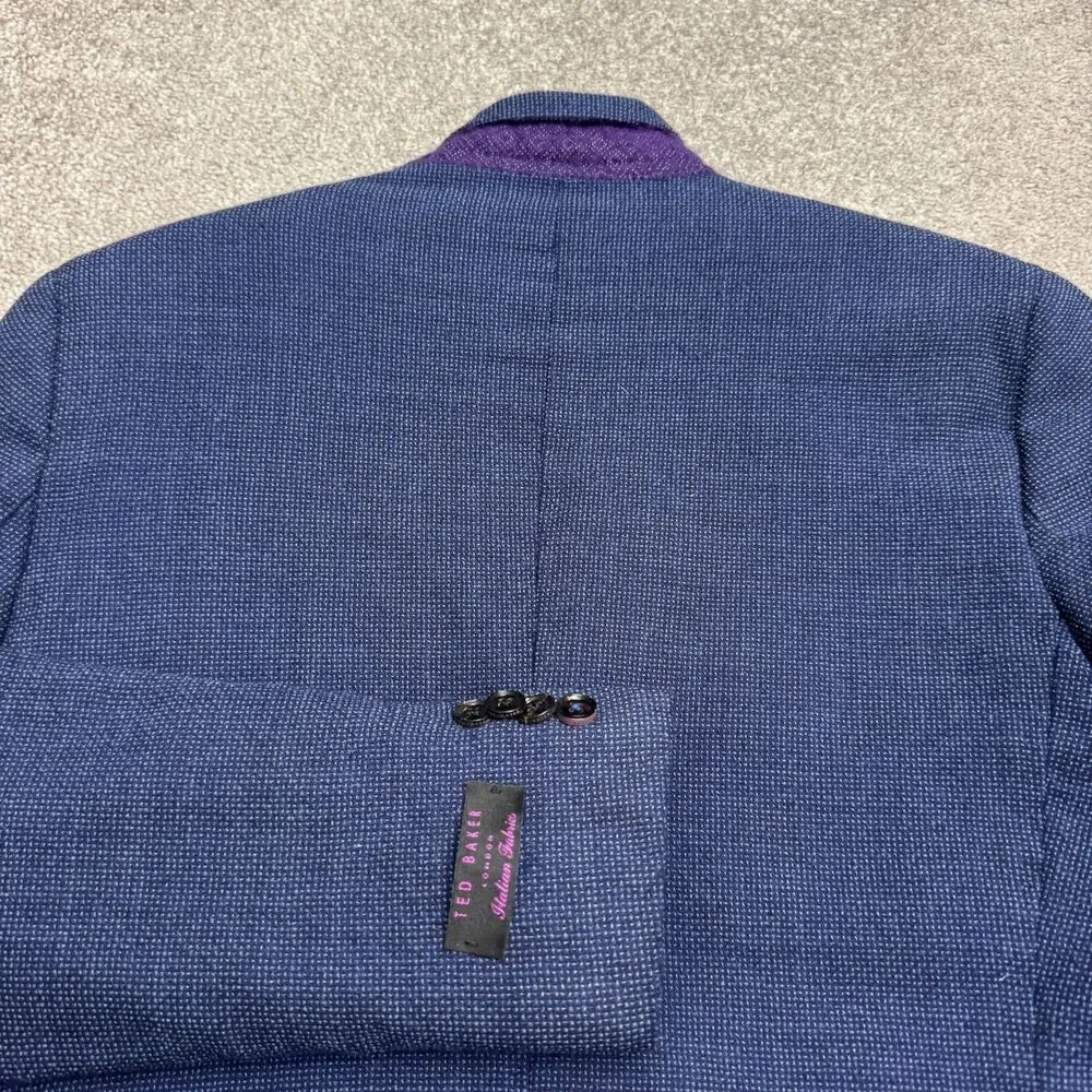 Ted Baker London Endurance Jay SPJ Wool Blazer Jacket Mens 38R Blue Double Vent